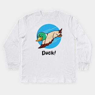 Duck! (on light colors) Kids Long Sleeve T-Shirt